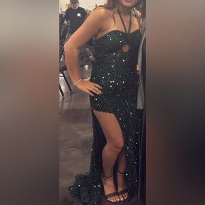 Sparkling Emerald Strapless Gown